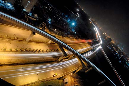 Amazing aerial view of the monorail track across Eastern Freeway at Wadala