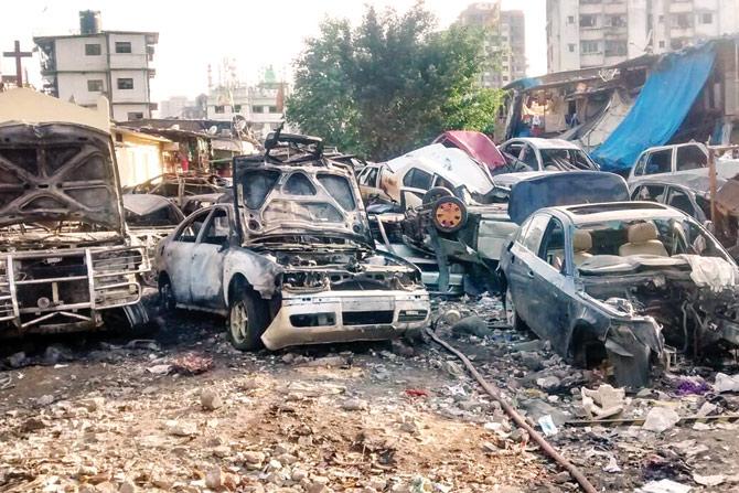Around 85 vehicles were gutted in the fire in Oshiwara