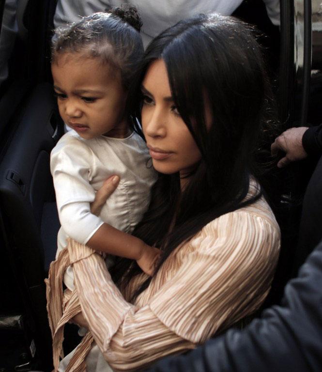 Kim Kardashian with daughter North. Pic/AFP