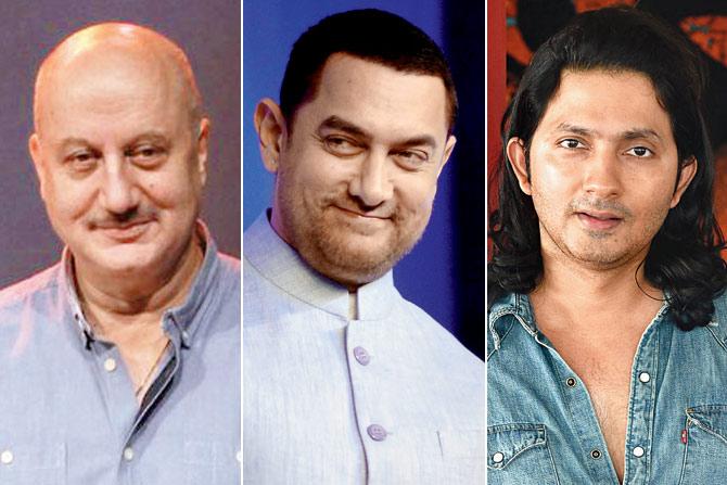 Anupam Kher, Aamir Khan and Shirish Kunder 