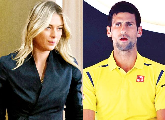 Maria Sharapova ahead of her announcement in Los Angeles (Pic/AFP) and Novak Djokovic