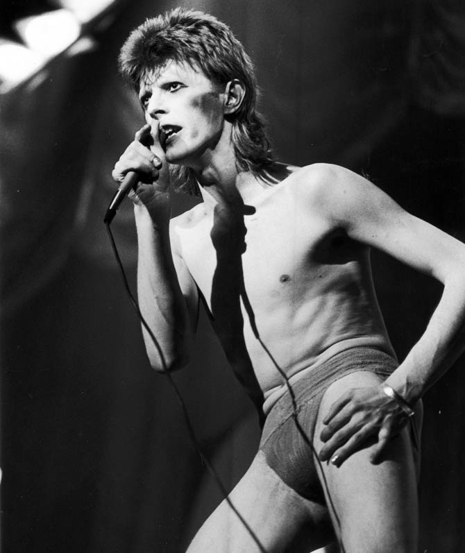 British rock singer and actor David Bowie performing as ‘Ziggy Stardust’ in 1973. Pic/Getty Images