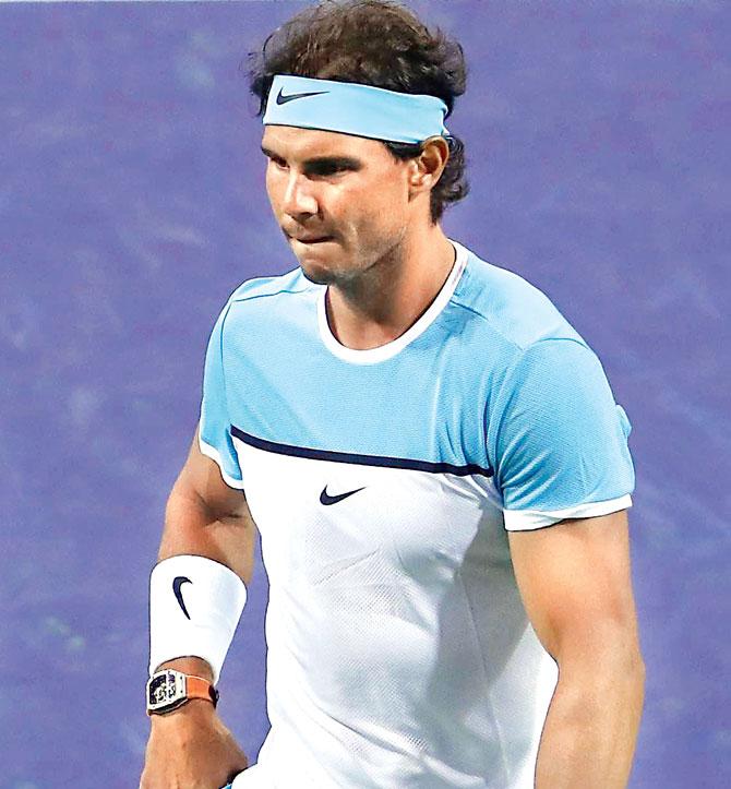Rafael Nadal at the BNP Paribas Open in Indian Wells. Pic/AFP