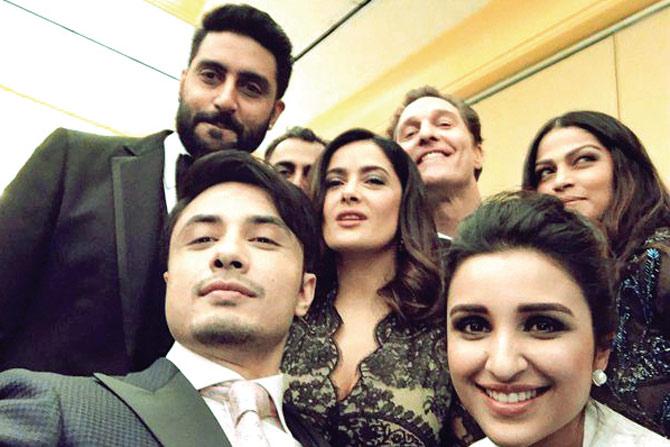 Ali Zafar takes a selfie with Abhishek Bachchan, Salma Hayek and Parineeti Chopra