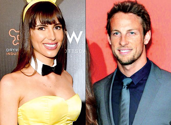Playboy model Brittny Ward and Jenson Button. Pics/AFP