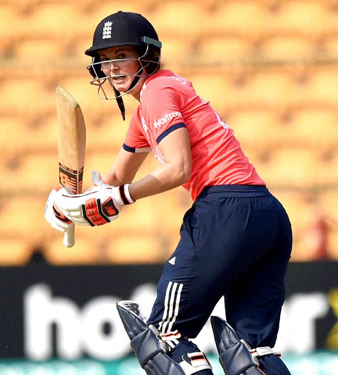 England Woman Cricketer Charlotte Edwards plays a shot during the ICC Woman
