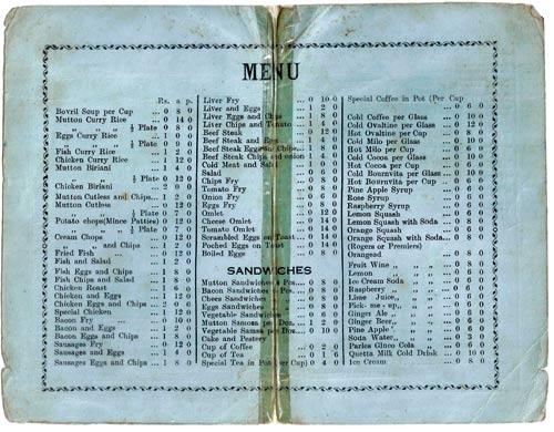 A picture of one of the earliest menu cards printed at Majestic