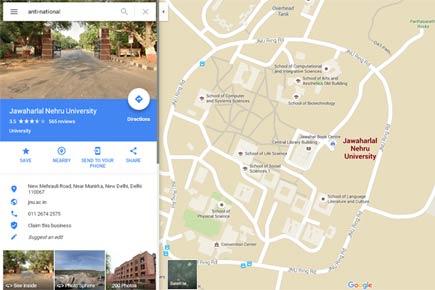 Google-maps search for 'anti-national', 'patriotism' leads to JNU