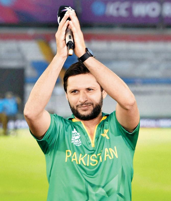 Shahid Afridi at the PCA Stadium in Mohali yesterday