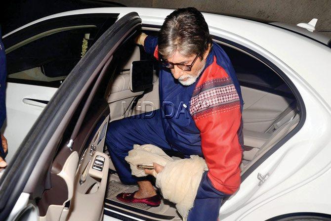 Amitabh Bachchan arrives for the screening of a film. PIC/SATEJ SHINDE