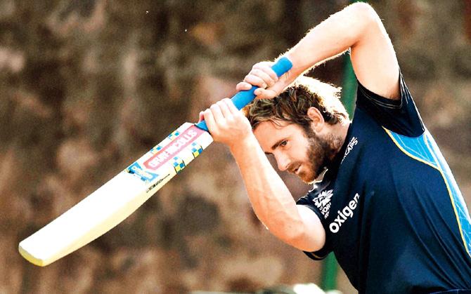 New Zealand skipper Kane Williamson bats in the nets yesterday. Pics/AFP, PTI