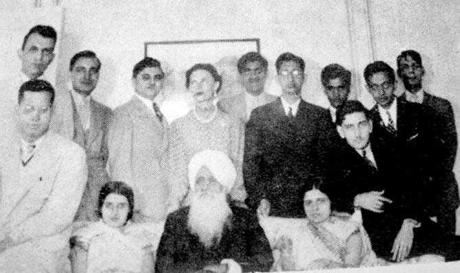 Seated, in turban is Prabhashankar Pattani, the Diwan of Bhavnagar. Pattani and the government of Bhavnagar funded many of the students in this picture. Anant Pandya is standing on the far left, Ravi Kirloskar is on the far left. Pic/Courtesy Ross Basset