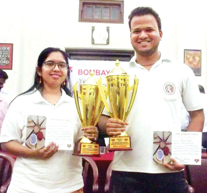Bombay YMCA Mumbai District Ranking carrom champs Pankaj Pawar and Priti Khedekar 