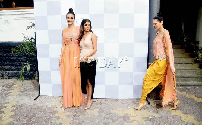 Fashion designer Arpita Mehta waits for a model. Pic/Atul Kamble