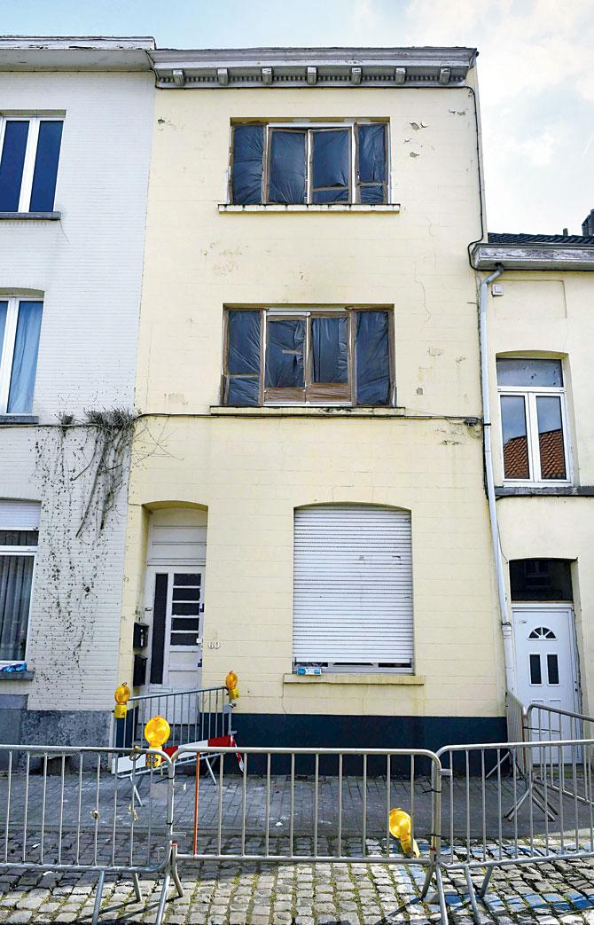 The house where the shootout took place during an anti-terror operation in the rue du Dries-Driesstraat in Forest-Vorst, Brussels. PIC/AFP
