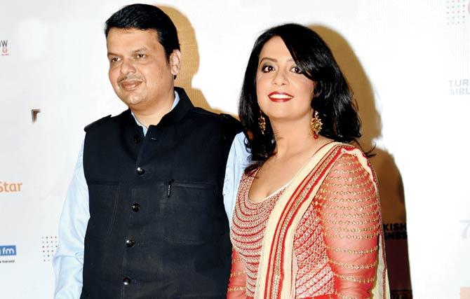 Maharashtra CM Devendra Fadnavis and wife Amruta