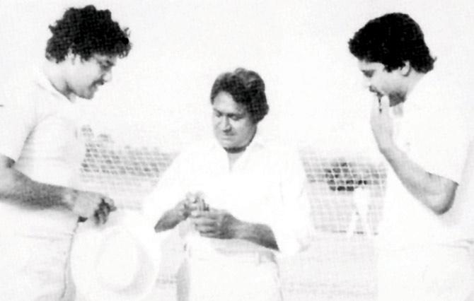 Coach DP Azad (centre) with Yograj Singh and Kapil Dev in the 1970s.  PIC COURTESY: STRAIGHT FROM THE HEART. published by Rupa & Co