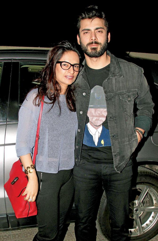 Fawad Khan and wife Sadaf. File pic