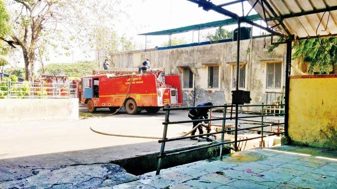 Fire brigade tankers fill water from the Deonar abattoir. The BMC ward officer confirmed that most of the 98 tankers of water had been sourced from there