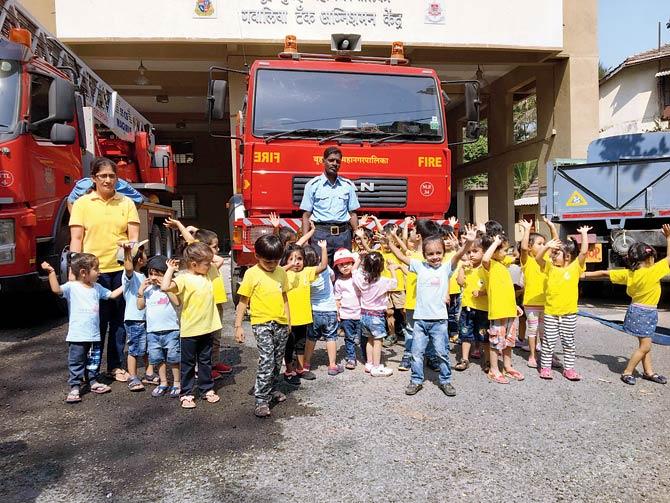 The children at the Gowalia Tank fire station