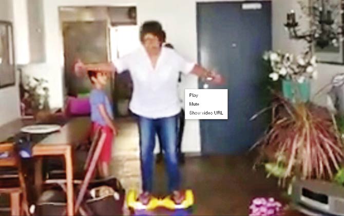 Adajania’s mom on the hoverboard