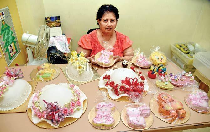 Joyce Fernandes with her creations. Pics/Sameer Markande