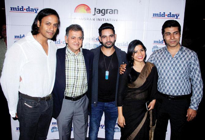 (Left to right) Director Karan Radhakrishna, producer Ashok Kaul, Brajesh Tiwari, Rajshri Deshpande and Chaitanya Adheer at mid-day Premiere Nights.