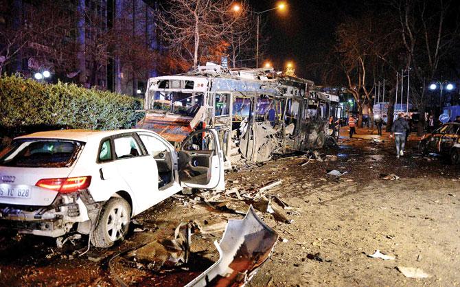 “On the evening of March 13, a suicide attack was carried out... in the streets of the capital of the fascist Turkish republic. We claim this attack,” the Kurdistan Freedom Falcons TAK said in a statement on their website. Pic/AFP