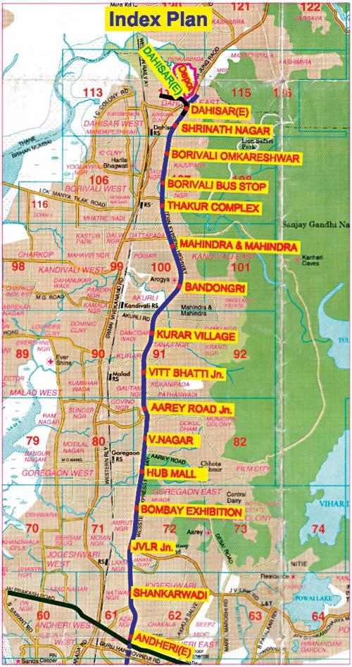 The basic alignment map for the Dahisar-Andheri East Metro corridor prepared by MMRDA