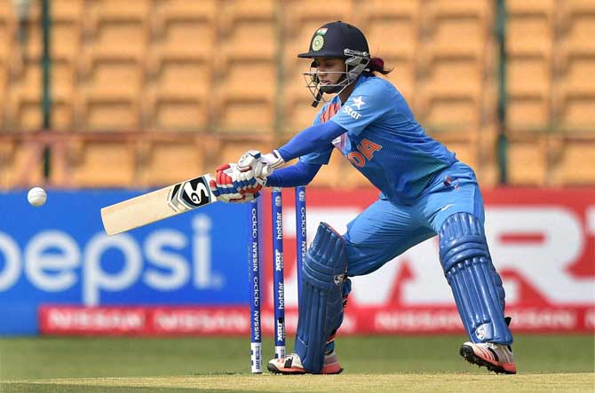 India skippr Mithali Raj in action against Bangladesh on Tuesday at Bangalore 