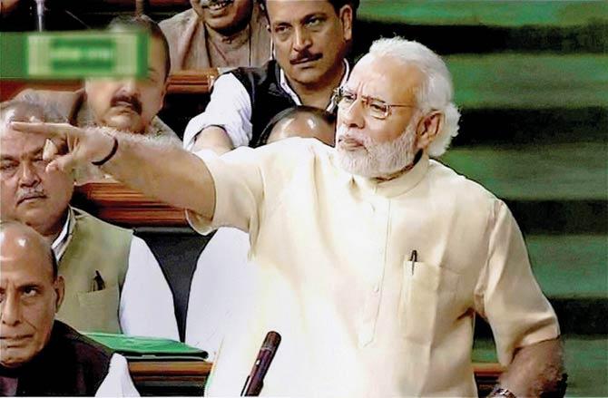 Modi was replying to the debate on the motion of thanks on the President’s address to Parliament yesterday. File pic/PTI