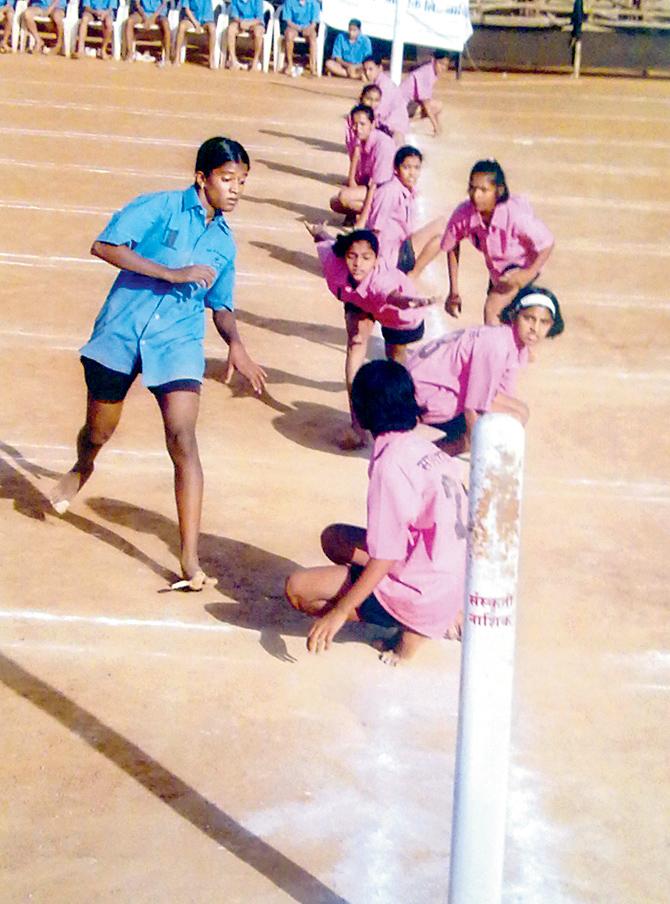 India’s kho-kho captain Sarika Kale (in blue) during tournament