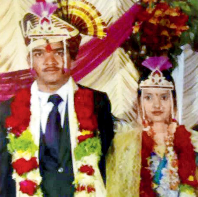 Shrikant Balashaheb Nimaje and Naina on their wedding day 