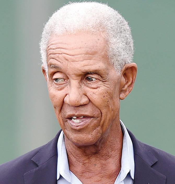 Sir Garfield Sobers watches a West Indies practice session at the P Sara Oval in Colombo last October.  The Windies legend cried while speaking about the state of cricket in the Caribbean. 