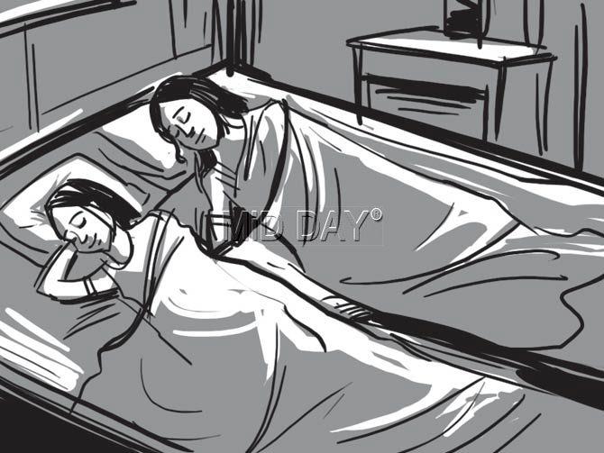 Sobiya and Maria are fast asleep in the ground-floor bedroom. Illustration/Uday Mohite
