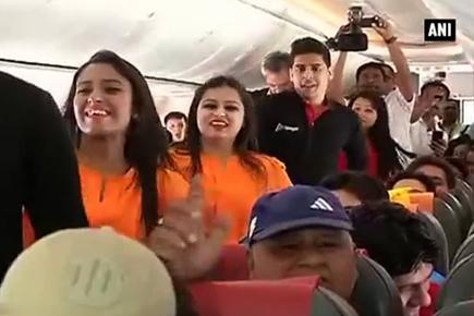 SpiceJet crew celebrates Holi inside aircraft before take off