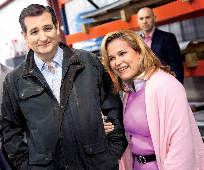 Republican presidential candidate Ted Cruz with wife Heidi in Wisconsin. Pic/AFP