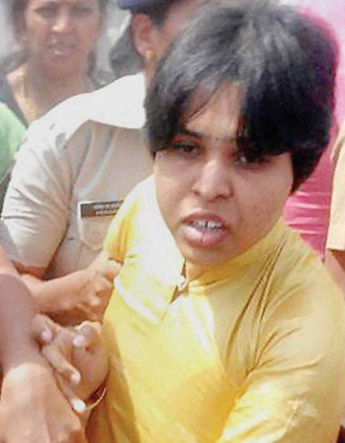 Trupti Desai detained by cops while trying to enter the temple. File pic