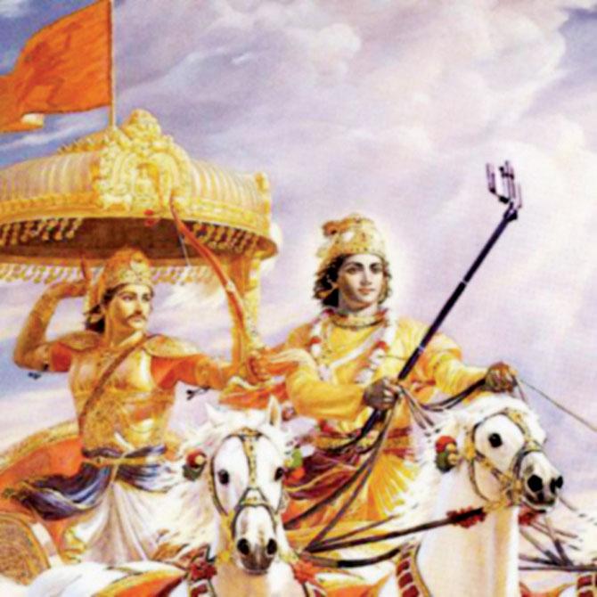 Krishna taking a selfie with Arjun on the Kurukshetra battlefield