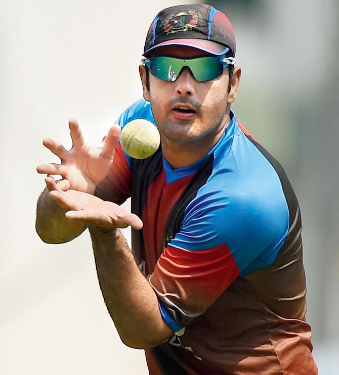 Afghan all-rounder Mohd Nabi during a practice session in Nagpur on Saturday. PIC/AFP