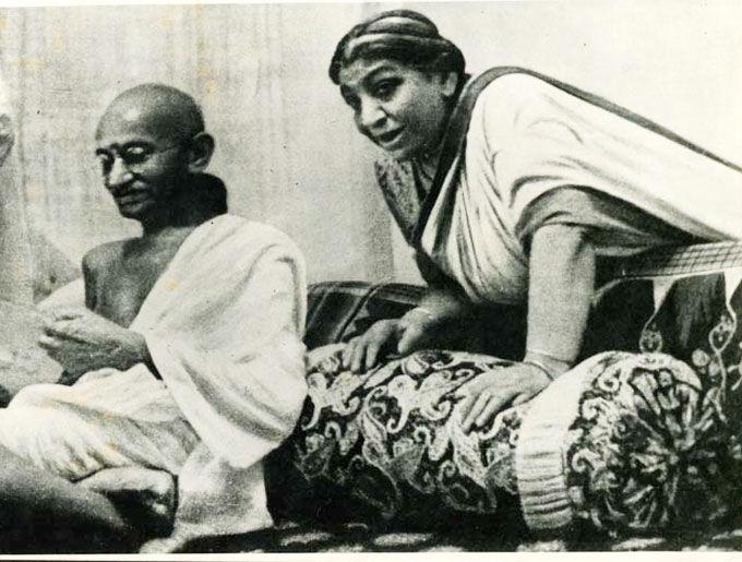 Sarojini Naidu with Mahatma Gandhi