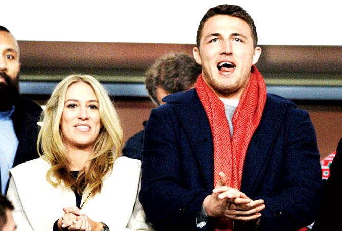 Sam Burgess with wife Phoebe Hooke