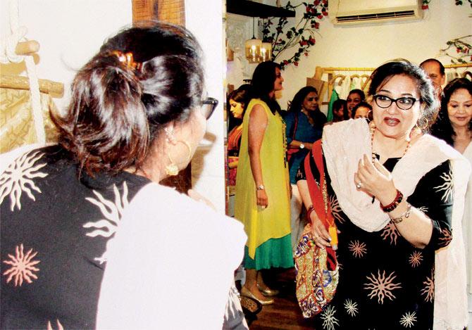 Reena Roy made a rare appearance at the launch of a designer store on Monday. pic/PTI