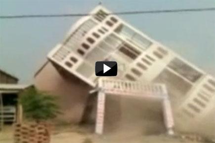 Shocking video: Three-storey building comes crashing down like pack of cards