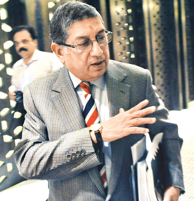 Former Indian cricket board president N Srinivasan at an International Cricket Council meeting in Singapore on February 8, 2014. Pic/AFP