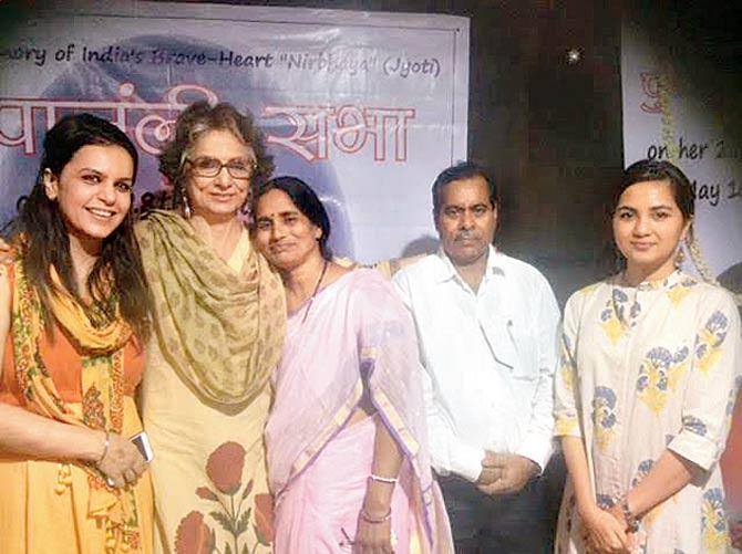 Bina Ramani with Jyoti Singh’s parents, and activists
