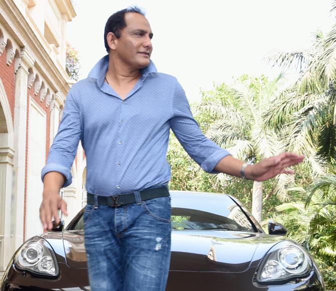 Mohammed Azharuddin arrives at a city hotel for a promotional event. Pic/Atul Kamble