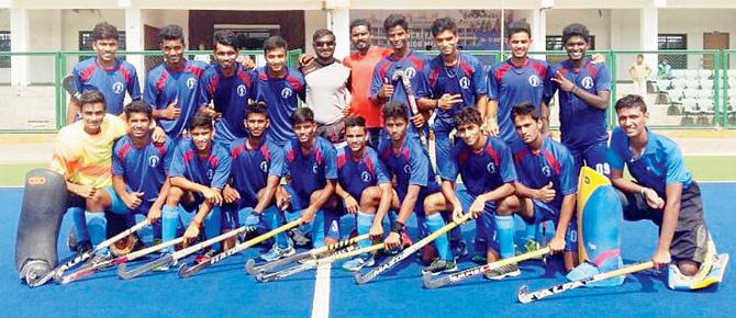MHAL team pose after winning the sixth sub-Junior National Hockey Championship 2016 at the Sardar Vallabhbhai Patel International Stadium in Raipur yesterday 