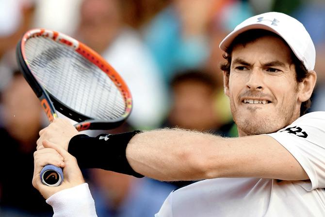 Andy Murray returns during his win over Lucas Pouille in the  semi-final of the Rome Masters in Rome on Saturday. Pic/AFP