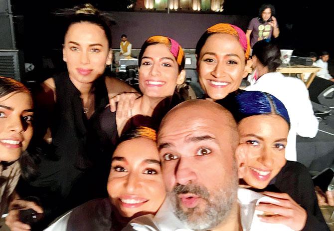 Gautam Kalra with models at the finale of Amazon India Fashion Week this year